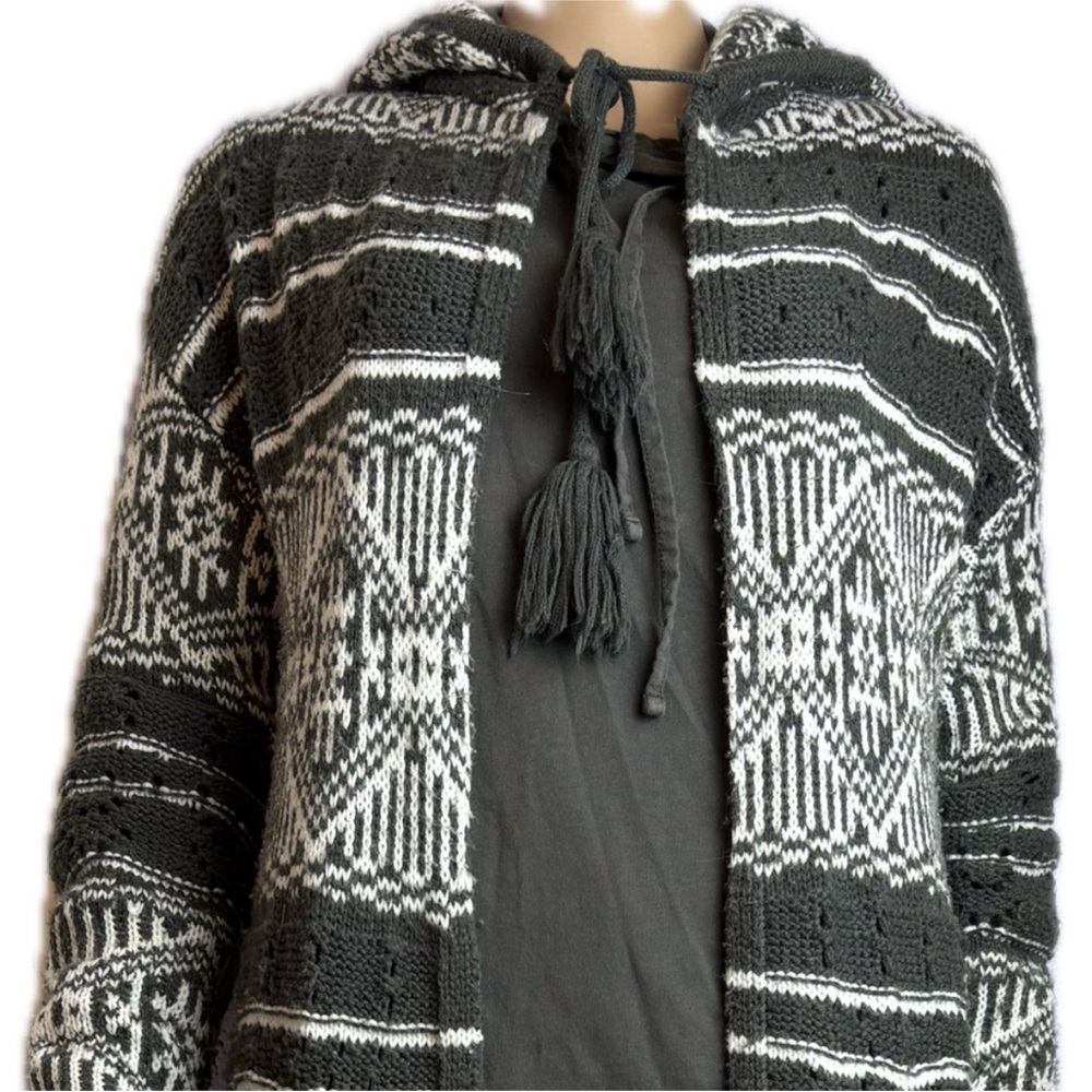 Forever 21 extra long winter open cardigan hooded sweater with slouch pockets - Picture 6 of 16